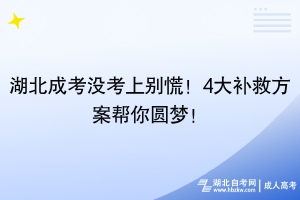 湖北成考没考上别慌！4大补救方案帮你圆梦！