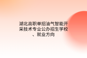 湖北高职单招油气智能开采技术专业公办招生学校、就业方向