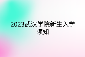 2023武汉学院新生入学须知