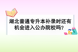 湖北普通专升本补录时还有机会进入公办院校吗？