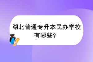 ​湖北普通专升本民办学校有哪些？