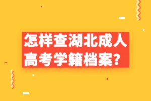 怎样查湖北成人高考学籍档案？