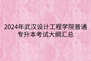 2024年武汉设计工程学院普通专升本考试大纲汇总