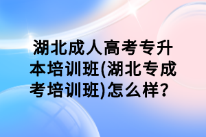 湖北成人高考专升本培训班(湖北专成考培训班)怎么样？