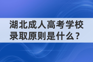 湖北成人高考学校录取原则是什么？