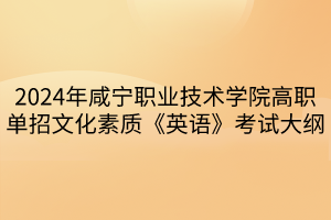 2024年咸宁职业技术学院高职单招文化素质《英语》考试大纲