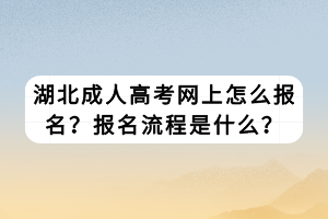 湖北成人高考网上怎么报名？报名流程是什么？