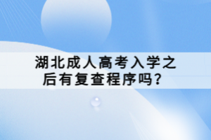 湖北成人高考入学之后有复查程序吗？