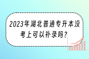 2023年湖北普通专升本没考上可以补录吗？