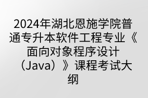 2024年湖北恩施学院普通专升本软件工程专业《面向对象程序设计（Java）》课程考试大纲