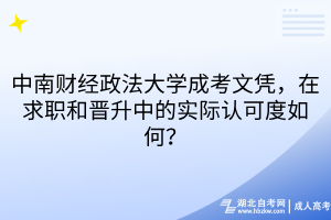 中南财经政法大学成考文凭，在求职和晋升中的实际认可度如何？