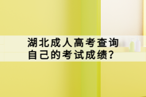 湖北成人高考查询自己的考试成绩？