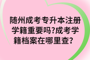 随州成考专升本注册学籍重要吗?成考学籍档案在哪里查？