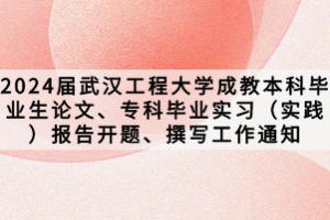 2024届武汉工程大学成教本科毕业生论文、专科毕业实习（实践）报告开题、撰写工作通知