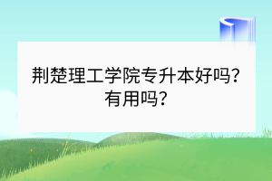 荆楚理工学院专升本好吗？有用吗？