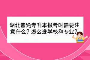 湖北普通专升本报考时需要注意什么？怎么选学校和专业？