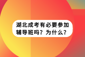 湖北成考有必要参加辅导班吗？为什么？