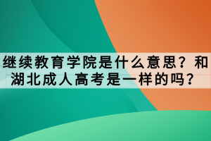 继续教育学院是什么意思？和湖北成人高考是一样的吗？