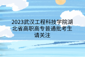 2023武汉工程科技学院湖北省高职高专普通批考生请关注