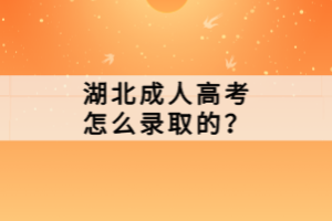 湖北成人高考怎么录取的？