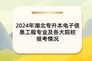 2024年湖北专升本电子信息工程专业及各大院校报考情况