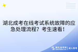 湖北成考在线考试系统故障的应急处理流程？考生速看！