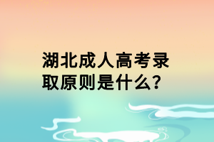 湖北成人高考录取原则是什么？