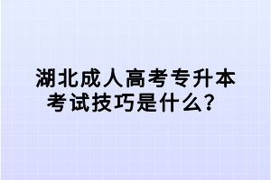 湖北成人高考专升本考试技巧是什么？