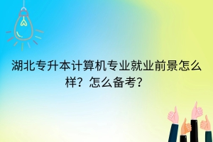 湖北专升本计算机专业就业前景怎么样？怎么备考？