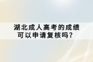 湖北成人高考的成绩可以申请复核吗？