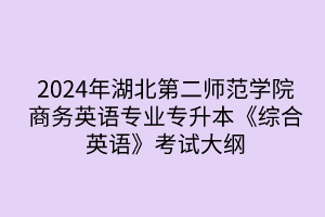 2024年湖北第二师范学院专升本商务英语专业《综合英语》考试大纲