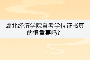 湖北经济学院自考学位证书真的很重要吗？