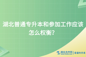 湖北普通专升本和参加工作应该怎么权衡？