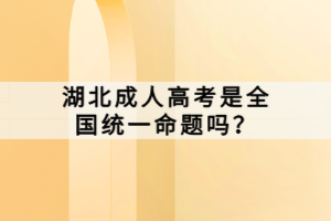 湖北成人高考是全国统一命题吗？