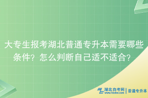 大专生报考湖北普通专升本需要哪些条件？怎么判断自己适不适合？