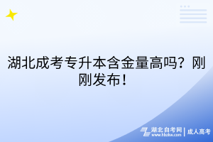 湖北成考专升本含金量高吗？刚刚发布！
