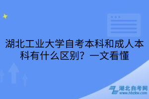 湖北工业大学自考本科和成人本科有什么区别？一文看懂