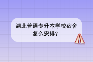 湖北普通专升本学校宿舍怎么安排？