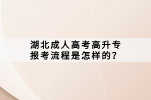 湖北成人高考高升专报考流程是怎样的？