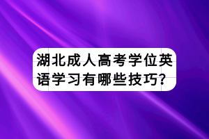 湖北成人高考学位英语学习有哪些技巧？