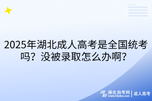 2025年湖北成人高考是全国统考吗？没被录取怎么办啊？