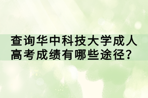 查询华中科技大学成人高考成绩有哪些途径？