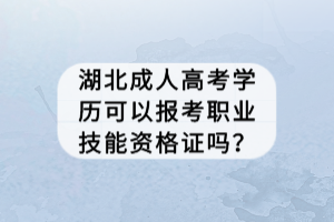 湖北成人高考学历可以报考职业技能资格证吗？