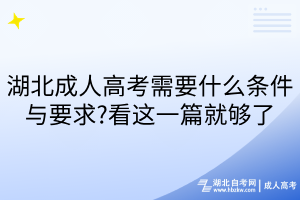 湖北成人高考需要什么条件与要求?看这一篇就够了