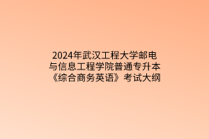 ​2024年武汉工程大学邮电与信息工程学院普通专升本《综合商务英语》考试大纲