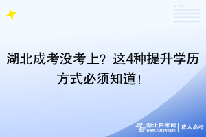 湖北成考没考上？这4种提升学历方式必须知道！