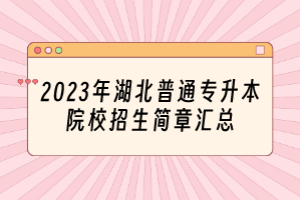 2023年湖北普通专升本院校招生简章汇总