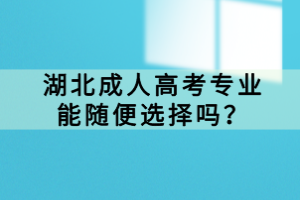 湖北成人高考专业能随便选择吗？