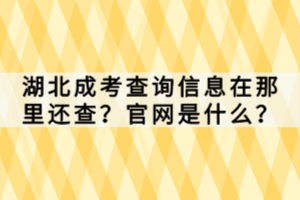 湖北成考查询信息在那里还查？官网是什么？