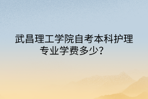武昌理工学院自考本科护理专业学费多少?